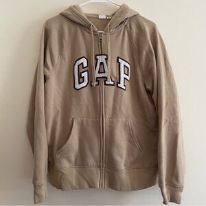 Gap Logo Zip Hoodie, Travertine Brown, Women’s Size M, Brand New